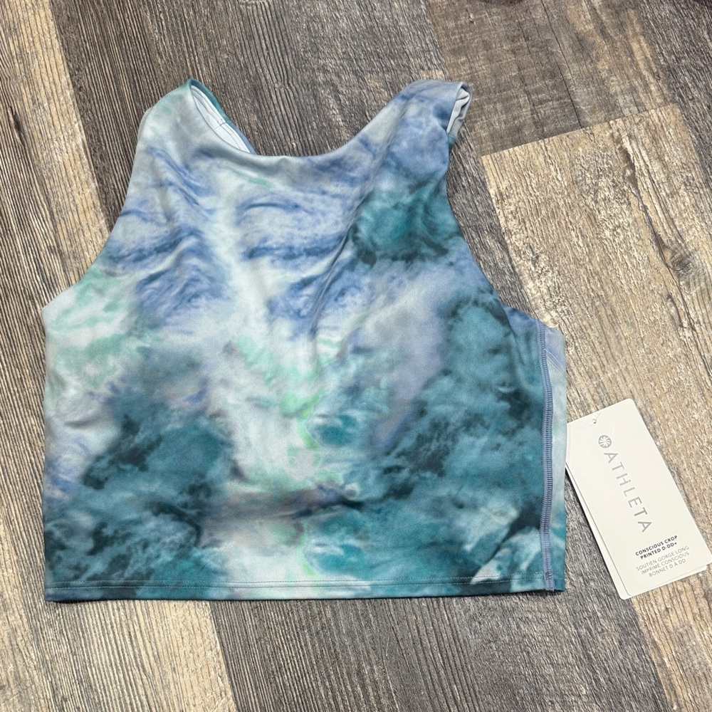 NWT Athleta Tie-Dye Crop Top in Blue and Green